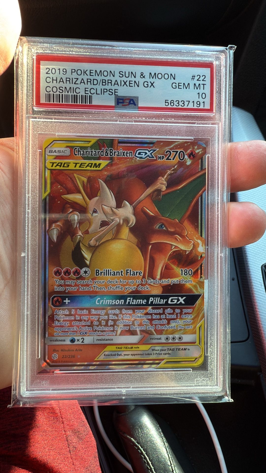 2019 Pokemon Sun & Moon Charizard Braixen GX Cosmic Eclipse 22/236 PSA 10