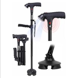 TIRAROME Walking Cane for Men & Women, Smart Cane with Alarm & Light
Foldable,Free Standing, All Terrain, Collapsible, Second Handle, Adjustable, Trav