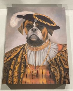 CAROL LEW English Noble Dog Canvas Print Giclee Stretched Wall Art- 11 X 14