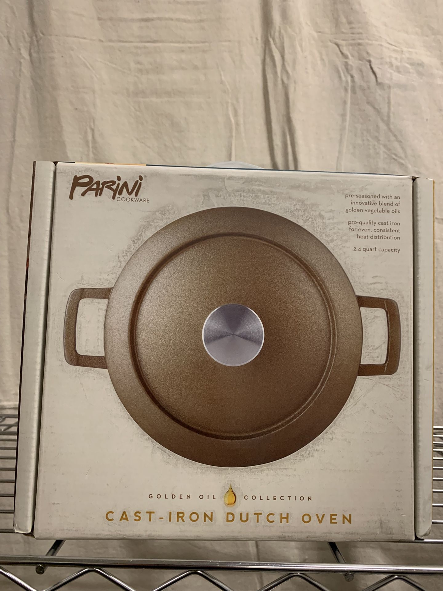 Brand New Parini Cookware Golden Oil Cast Iron Dutch Oven 2.4 qt