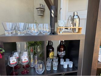 Barware and wine glasses and tools