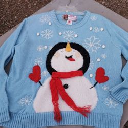 Soft Ugly Christmas Sweater W/ Snowman Size L / XL