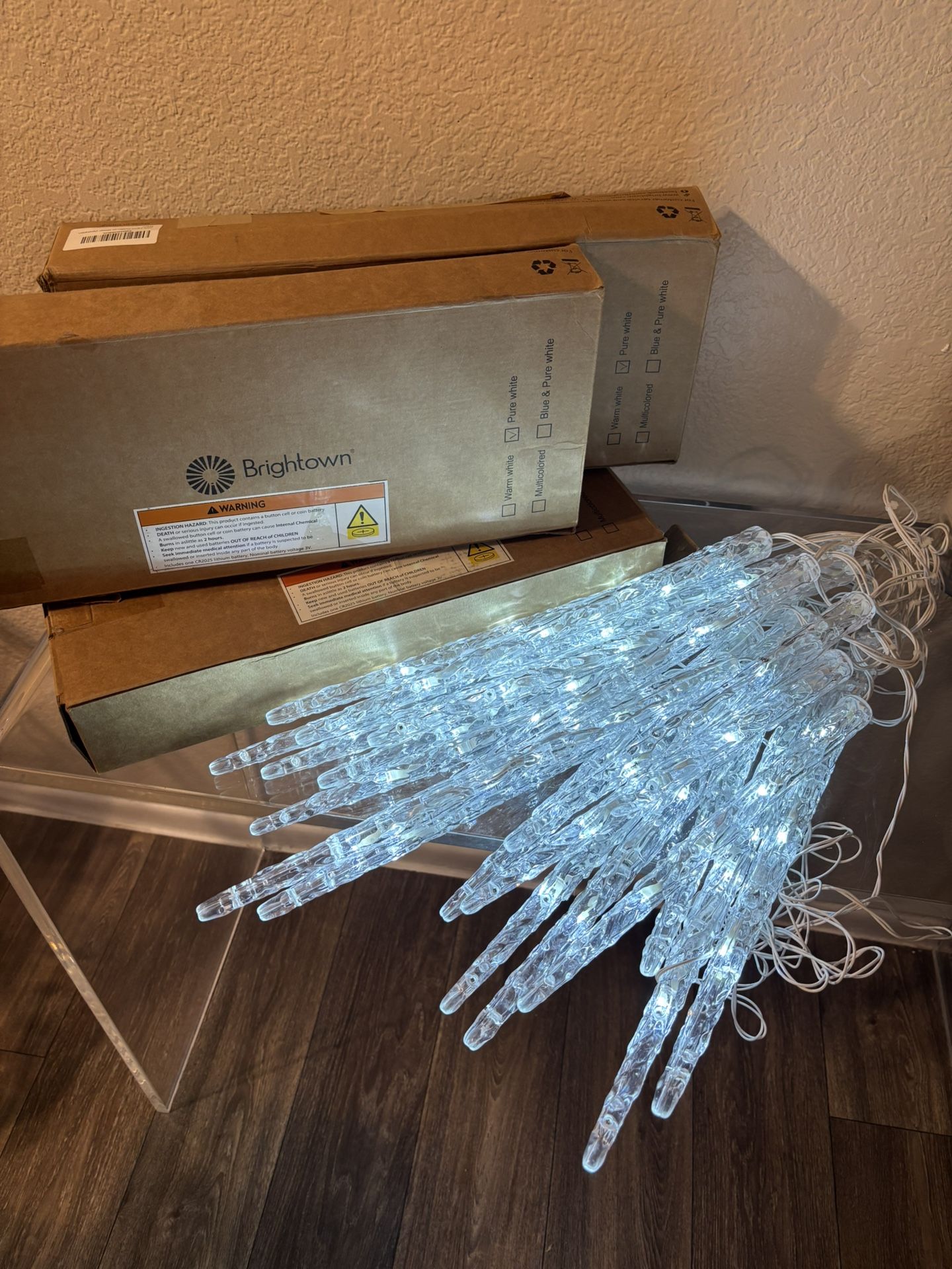 Icicle Lights Outdoor with Remote, 2 Pack Total 40ft 40 Tubes 200 LED Ice Shape String Lights, Connectable Hanging Christmas Decoration Lights for Tre