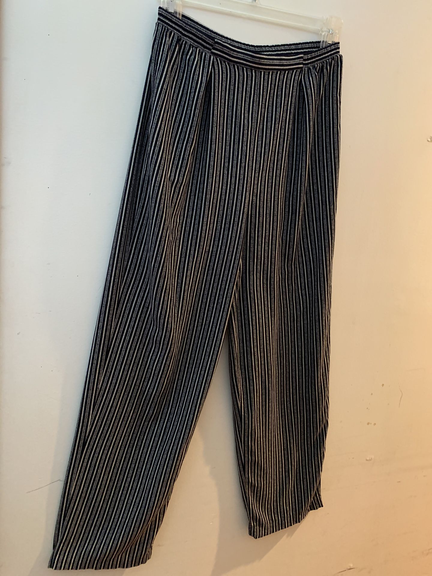 C-129  Kathie lee LightPant,  Black/white/grey Stripe  Size 12. $6