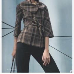 Classifies Entier Atelier  Plaid Wool Jacket with Belt