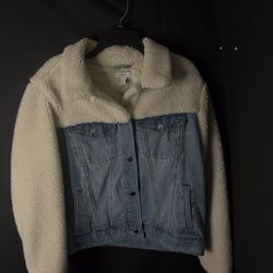Sherpa Jean Jacket Womens Forever 21 Cream Sherpa & Light Wash Denim