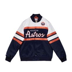 Rare Mitchell & Ness Houston Astros  Satin Special Script Snap Up Jacket NWT M