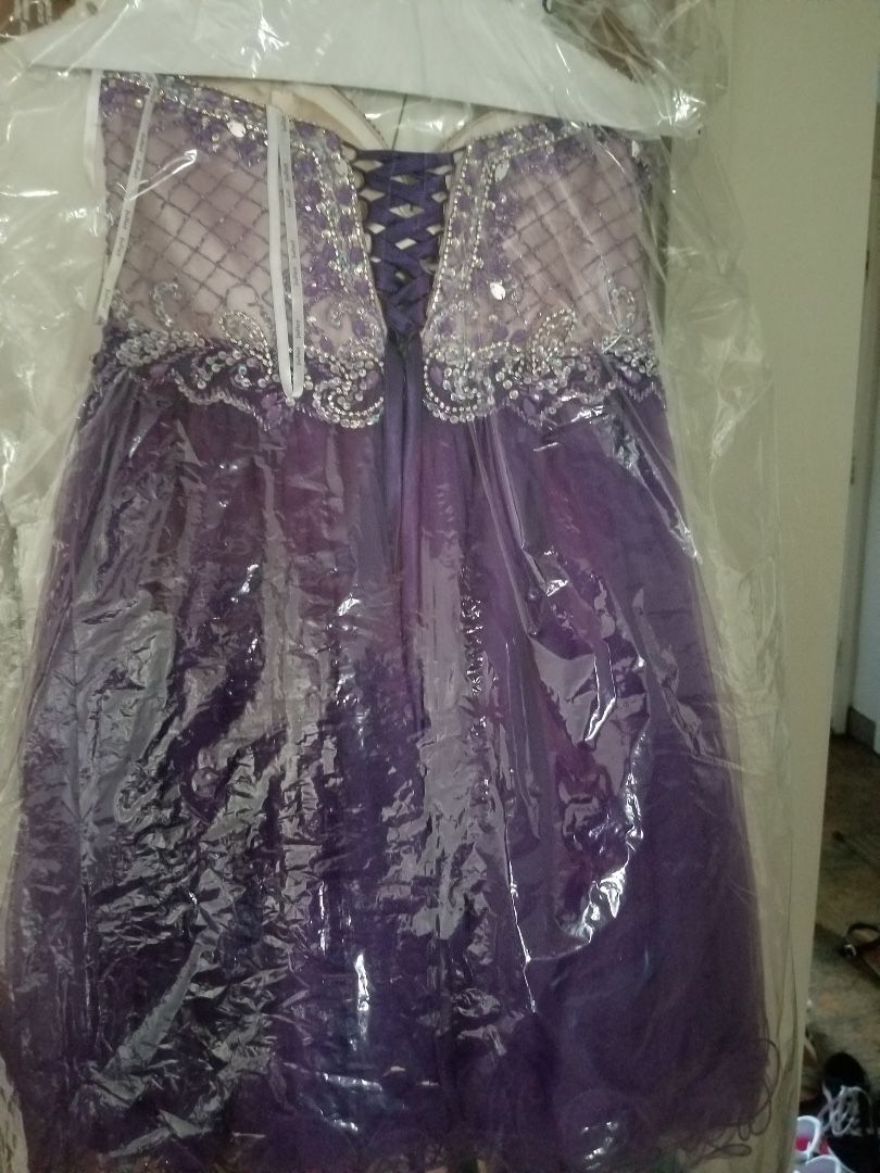 Purple prom dress, barrel top