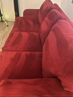 Red Corduroy Couch