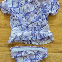 Janie and Jack 2 Piece Purple Leaf Rash Guard & Bikini Bottom Set - 2T