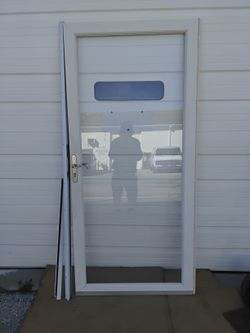 Nice White Pella Storm Door With Full Glass & Full Frame 36" X 80" Super Clean Like New.