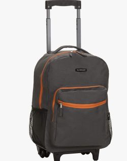 New Double Handle 17" Rolling Backpack, Charcoal