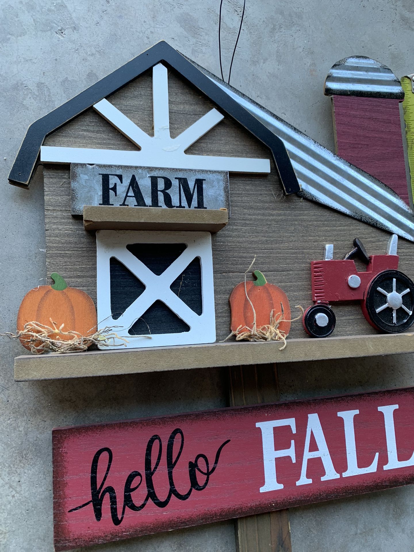 Tall Wooden Barn Garden Sign W/ Barn, Tractor On Farm W/