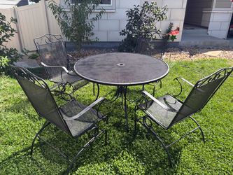Wrought Iron Patio Table and 4 Chairs Set
