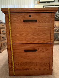 Light oak wood 2-drawer file cabinet