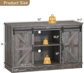🥨Hlivelood Farmhouse 55-75 Gallon Fish Tank Stand with Power Outlet, Aquarium Stand w/Cabinet&Sliding Barn Door, Heavy Duty Reptile Tank Stand for Fi