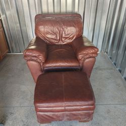 Leather chair and Ottoman