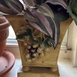 Silk Plant in Grape Design Tin