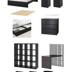 IKEA Malm / Kallax Black Bedroom Furniture Set