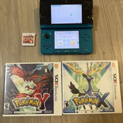 Nintendo 3ds Bundle With 3 Pokemon Games