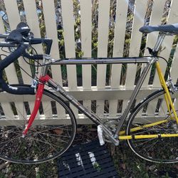 vintage Miyata Team Titanium bicycle, recognized for its distinctive titanium frame and bonded aluminum lug