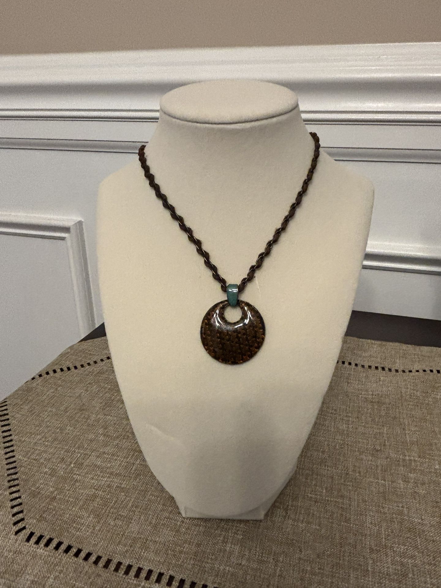 Brown Pendant Necklace With Turquoise