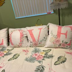 4 Pillows LOVE Never used Only Displayed In Guest Bedroom