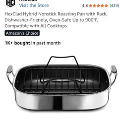 HexClad Hybrid Nonstick Roasting Pan with Rack- brand new -never used