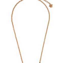  Versace, gold and blue logo charm necklace 