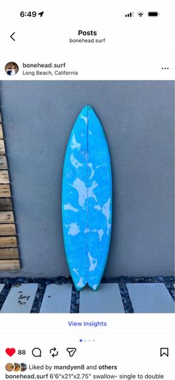 6’6” swallowtail surfboard