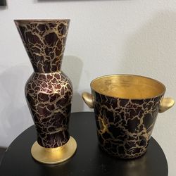 Made In Italy Glass Vase And Ice Bucket