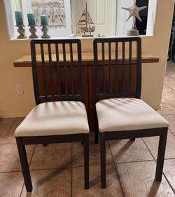 IKEA EKEDALEN Wooden Set 37.5" H Dining BLACK Chairs w/ Fabric Cushion Upholstery