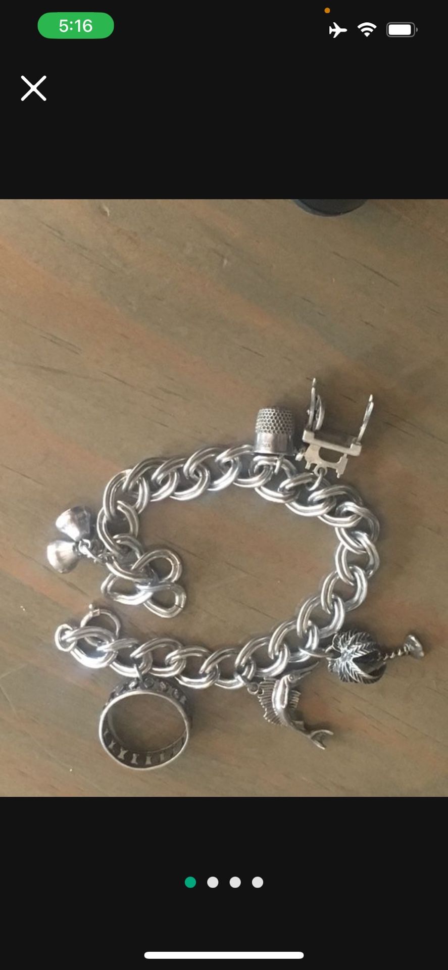 Sterling Silver Bracelet With Charms 27 Grams 7.25” Long