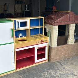 Kids House And Wood Kitchen Para Niños Juguetes