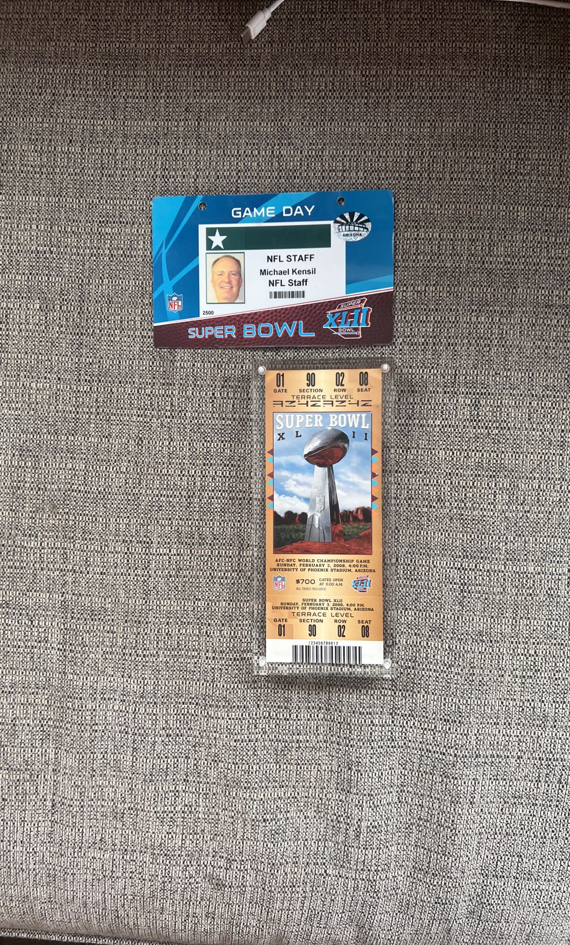 NFL Super Bowl 37 Ticket Along With NFL officials on-field Pass
