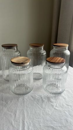 Set of Kitchen Storage Rubbed Glassware for Sale.