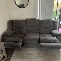 grey recliner sofa / couch