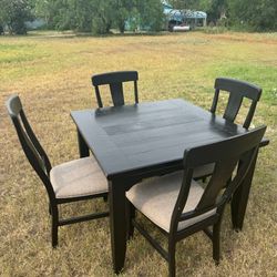 Dark Brown Wood Table With 4 Chairs
