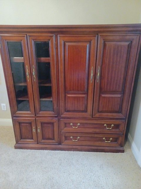Entertainment Center & Oak Desk