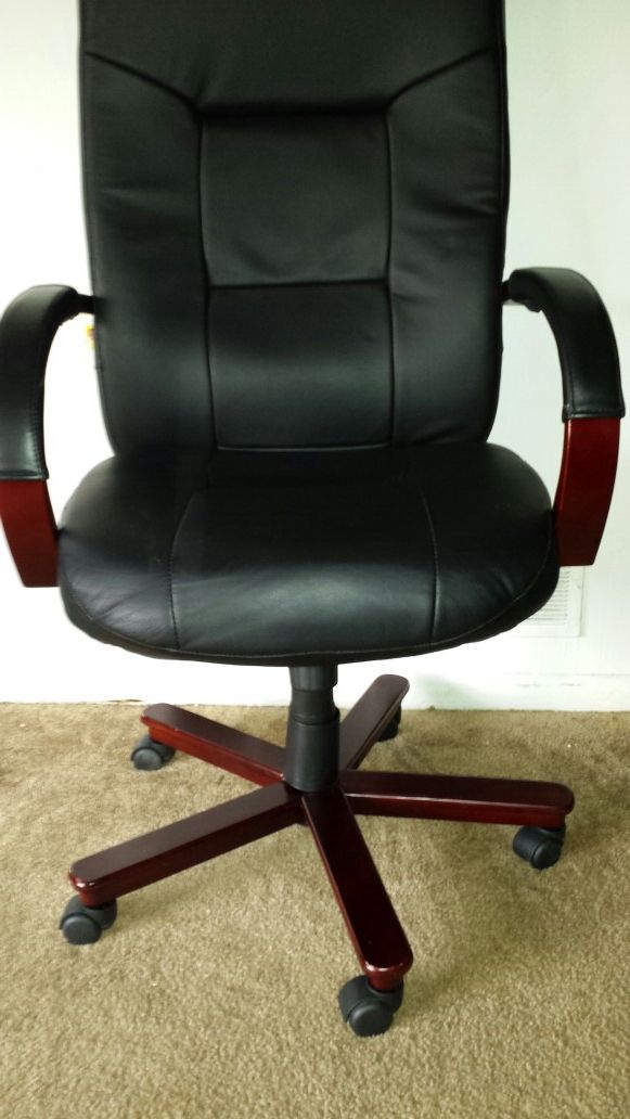 Black Leather & Red Wood office Chairs