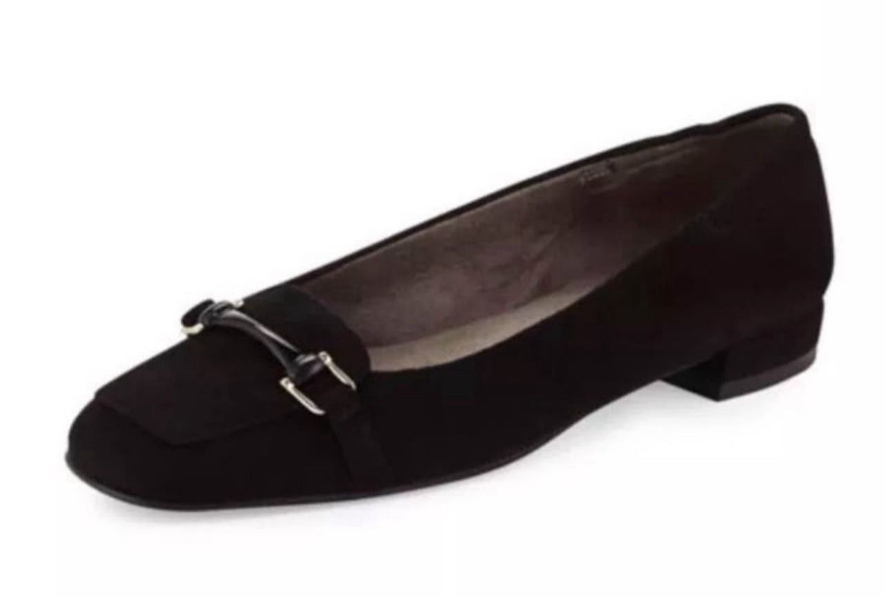 Stuart Weitzman Mocnroll Horse bit Brown Suede Loafers Shoes Size 9.5 