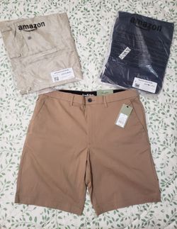 NWT Men's Size 36 Shorts, 9" Inseam! Tan Goodfellow Plus Khaki & Navy Amazon Essentials In Packaging! Price For All!