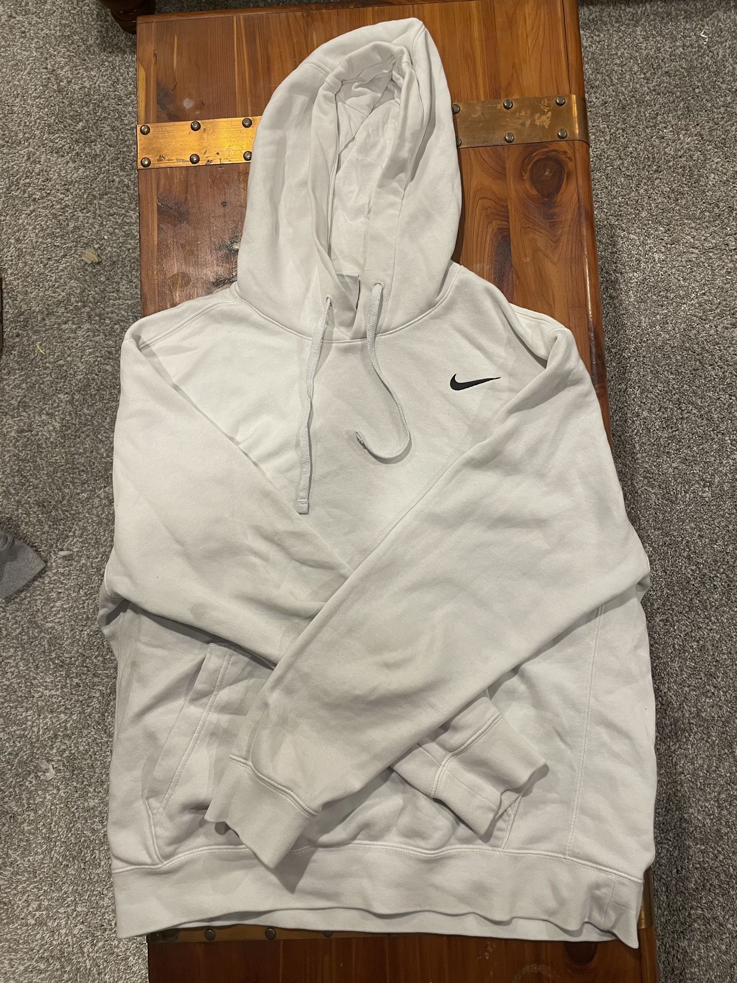 Nike White Hoodie – Size Large – Minimalist Swoosh Logo