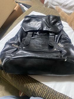 Black Faux Leather Flap Rucksack