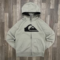 Y2k Quiksilver Grey And Black Hoodie With Removable Hoodie