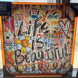 Hand Embellished “Life Is Beautiful” Wall Art
