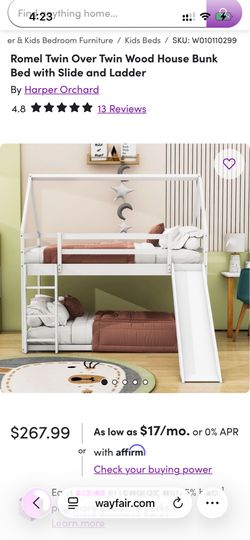 Kids bunk bed with slide