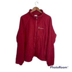 MENS COLUMBIA FLEECE JACKET FULL ZIP INTERCHANGE RED XL XLARGE COTTON
