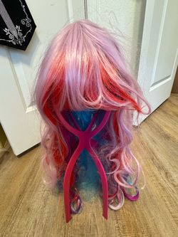 Long Pink, Purple & Blue Multicolor Curly Wig – Worn Once