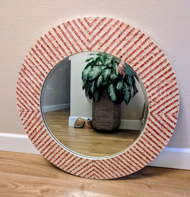 Red Pearl Mosaic Wall Mirror 